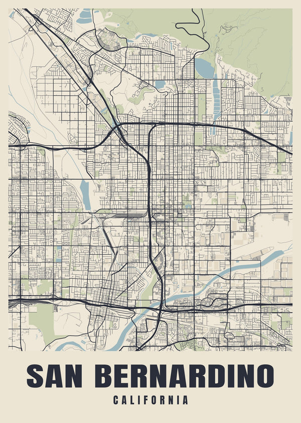 San Bernardino Street Map Poster