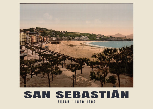 Beach, San Sebastián — 1890–1900 · Vintage photochrom print