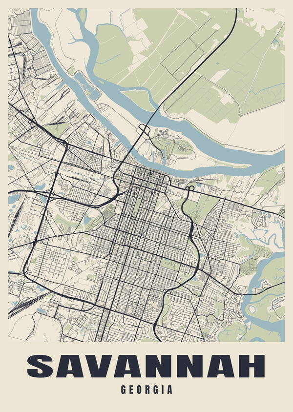 Savannah Street Map Poster