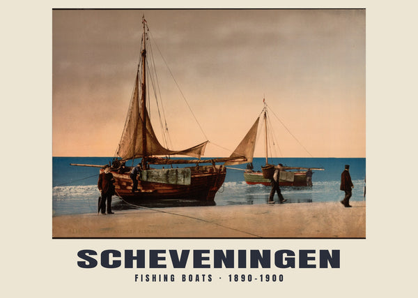 Fishing Boats, Scheveningen — 1890–1900 · Vintage photochrom print