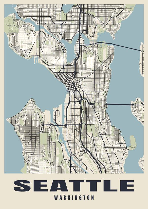 Seattle Street Map Poster