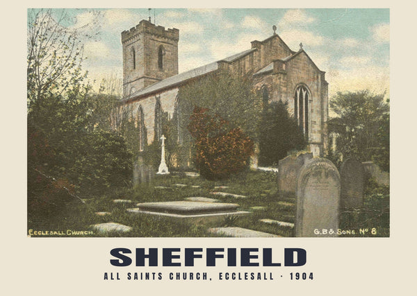 All Saints Church, Ecclesall, Sheffield — 1904 · Historic photographic postcard print