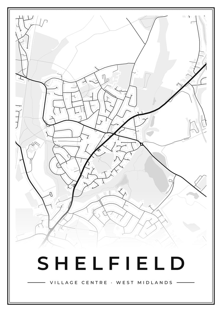 Shelfield Village Centre Street Map Poster
