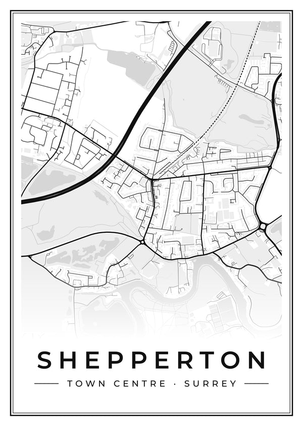 Shepperton Town Centre Street Map Poster