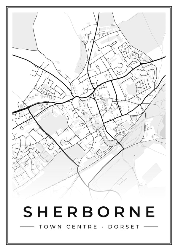 Sherborne Town Centre Street Map Poster