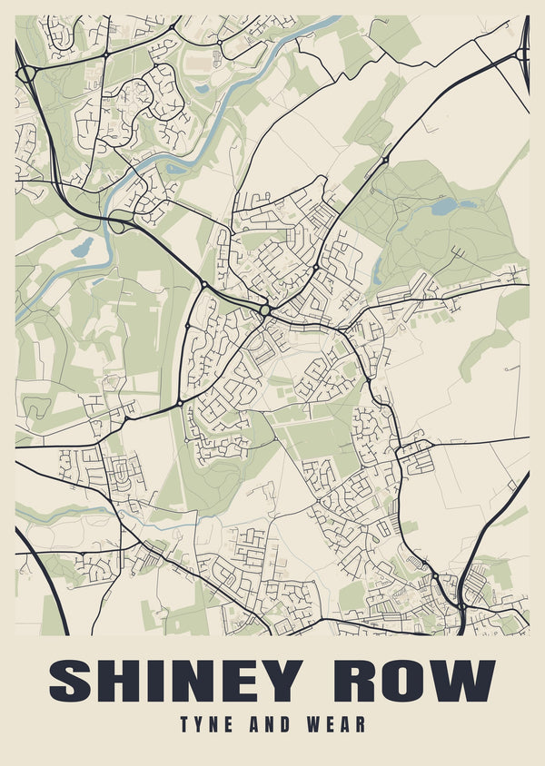 Shiney Row Street Map Poster