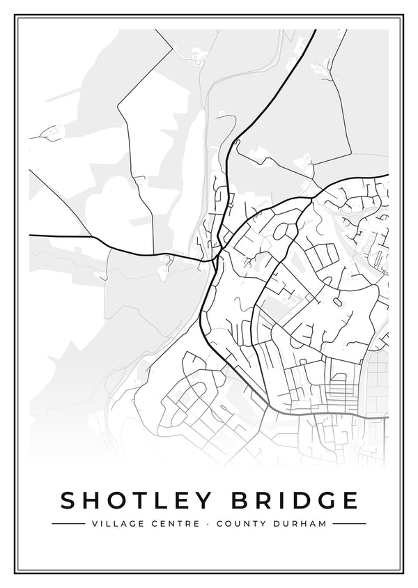 Shotley Bridge Village Centre Street Map Poster