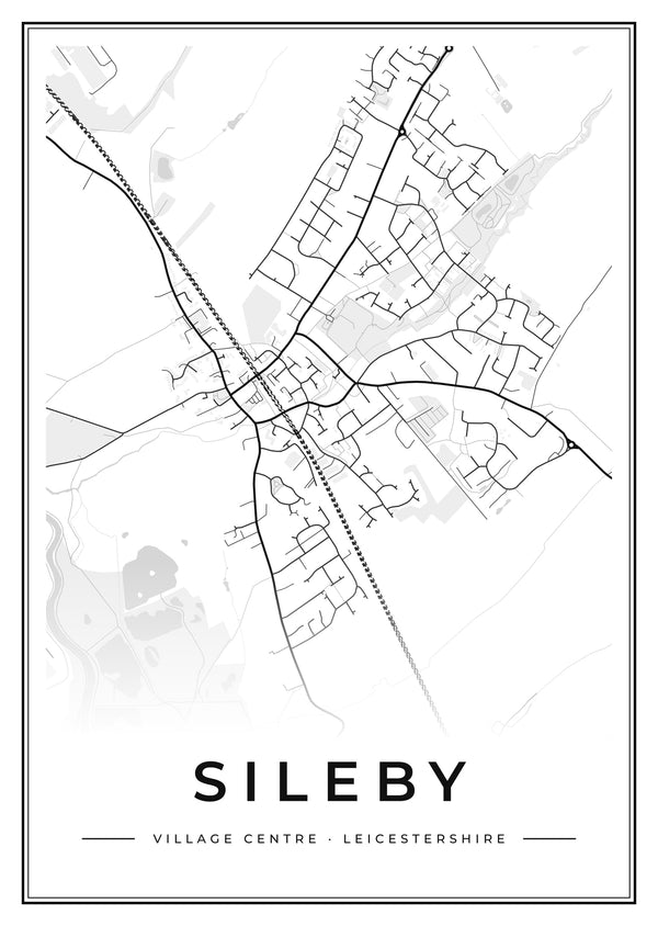 Sileby Village Centre Street Map Poster