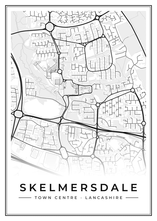 Skelmersdale Town Centre Street Map Poster