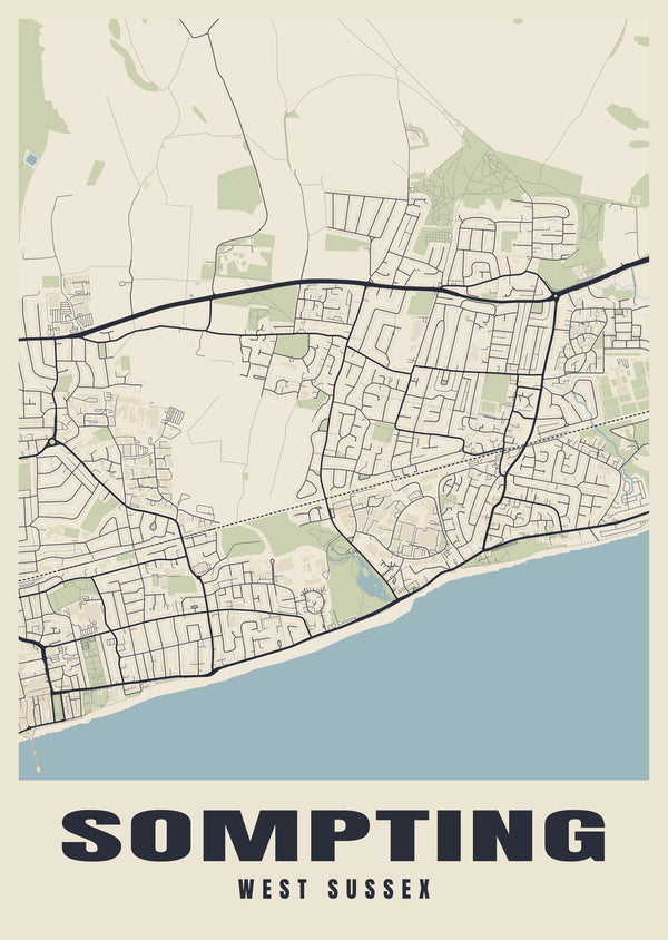 Sompting Street Map Poster