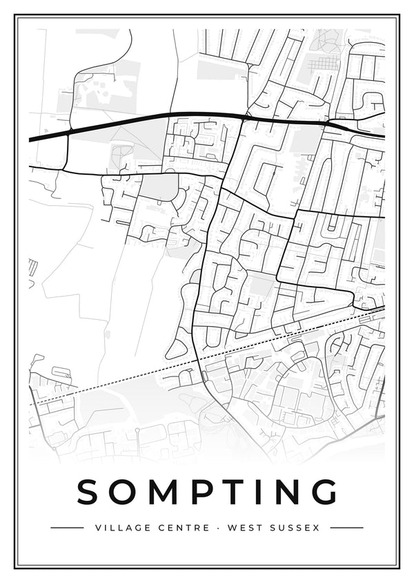 Sompting Village Centre Street Map Poster