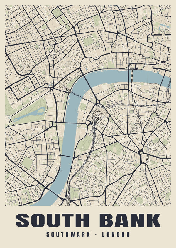 South Bank Heritage Street Map Poster