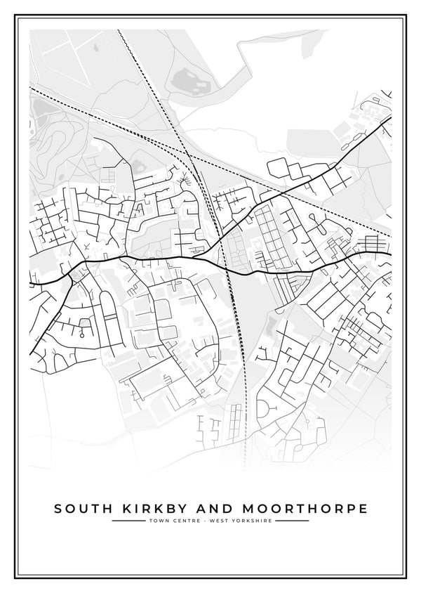 South Kirkby and Moorthorpe Town Centre Street Map Poster