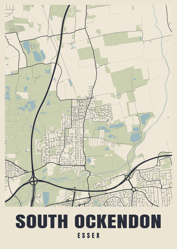 South Ockendon Street Map Poster