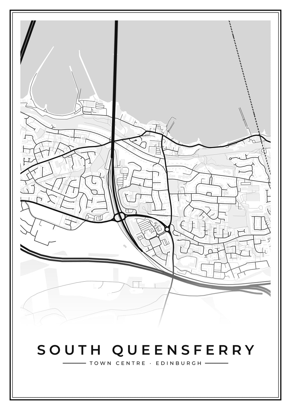 South Queensferry Town Centre Street Map Poster