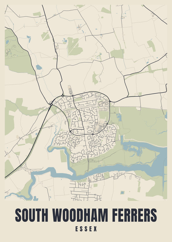 South Woodham Ferrers Street Map Poster