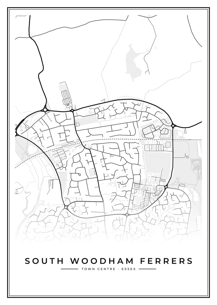 South Woodham Ferrers Town Centre Street Map Poster