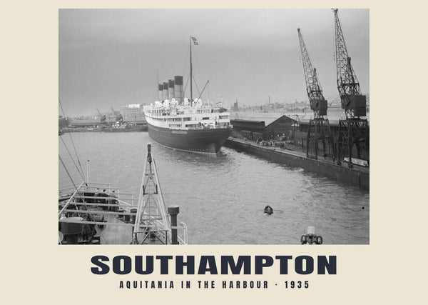Aquitania in the Harbour, Southampton — 1935