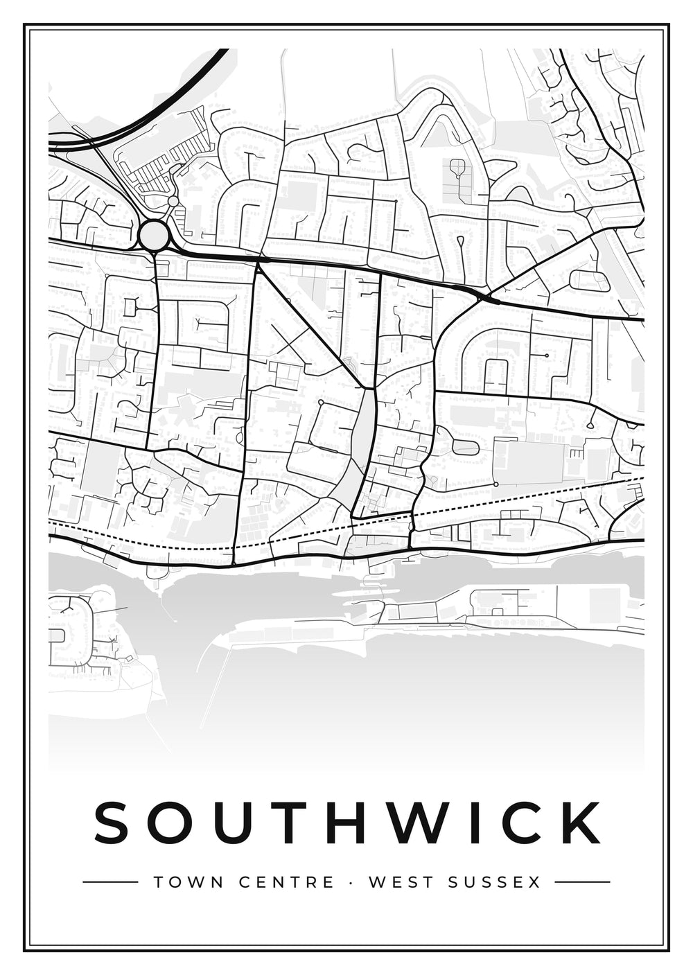 Southwick Town Centre Street Map Poster