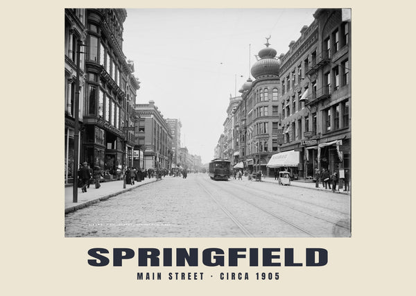 Main Street, Springfield, Massachusetts — circa 1905 · Historic photograph print