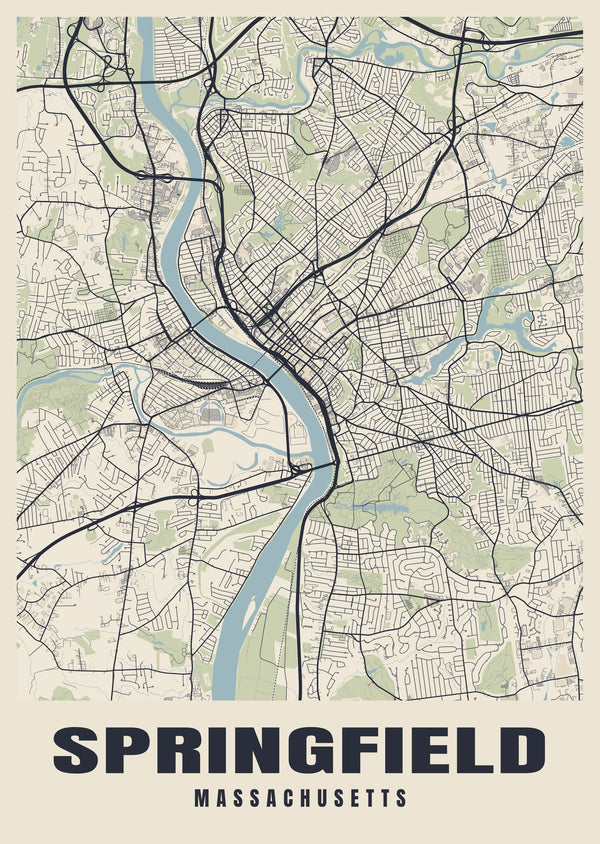 Springfield Street Map Poster