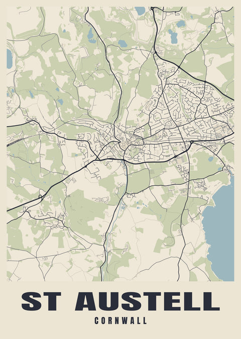 St Austell Street Map Poster