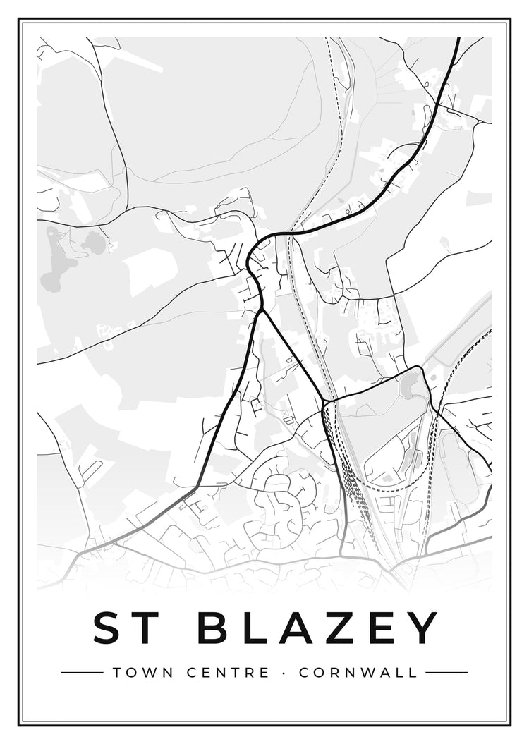 St Blazey Town Centre Street Map Poster