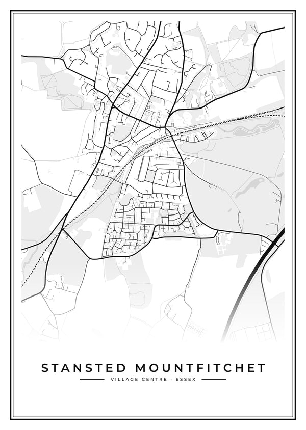 Stansted Mountfitchet Village Centre Street Map Poster