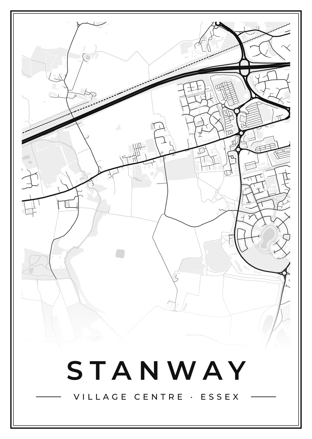 Stanway Village Centre Street Map Poster