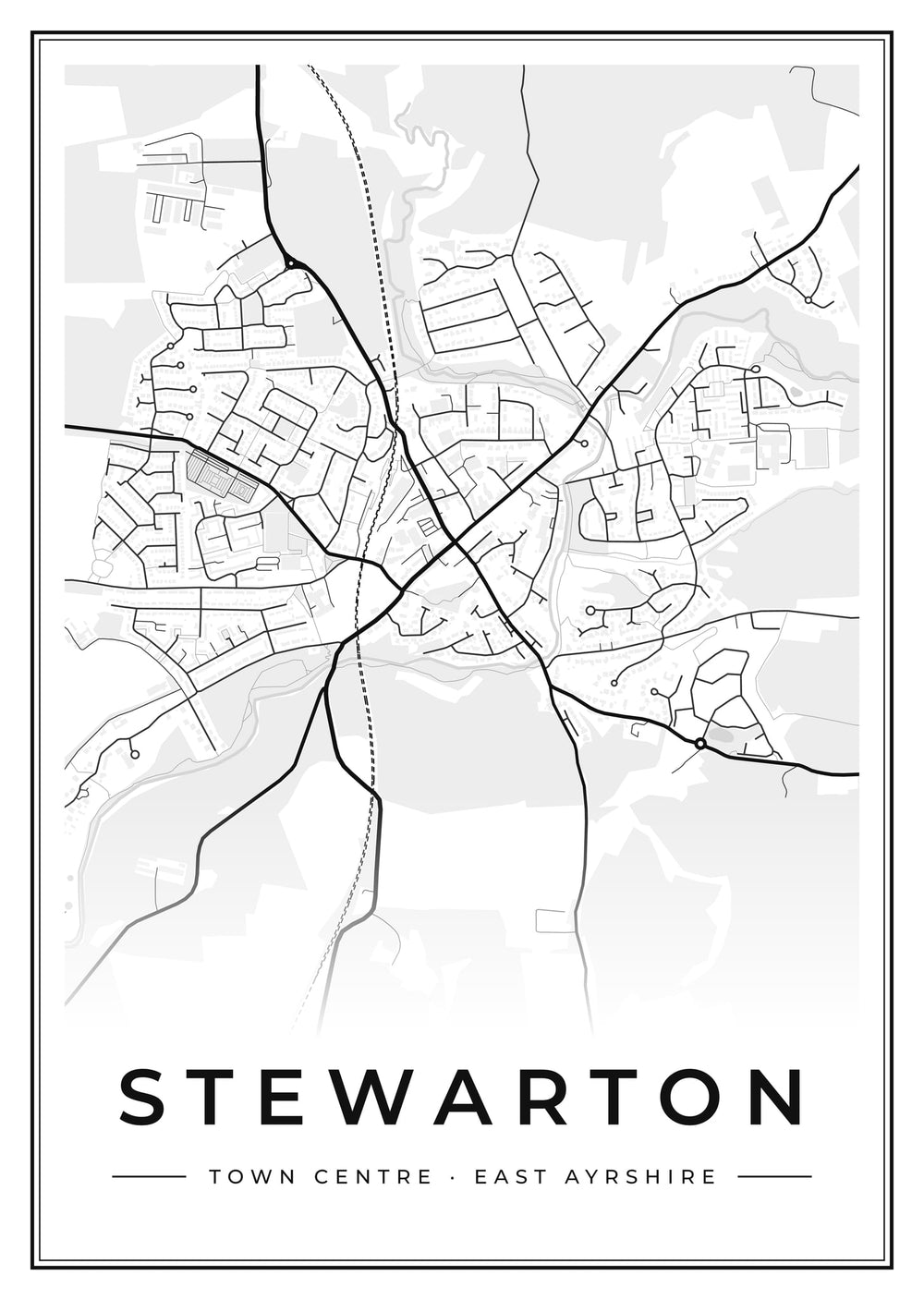 Stewarton Town Centre Street Map Poster