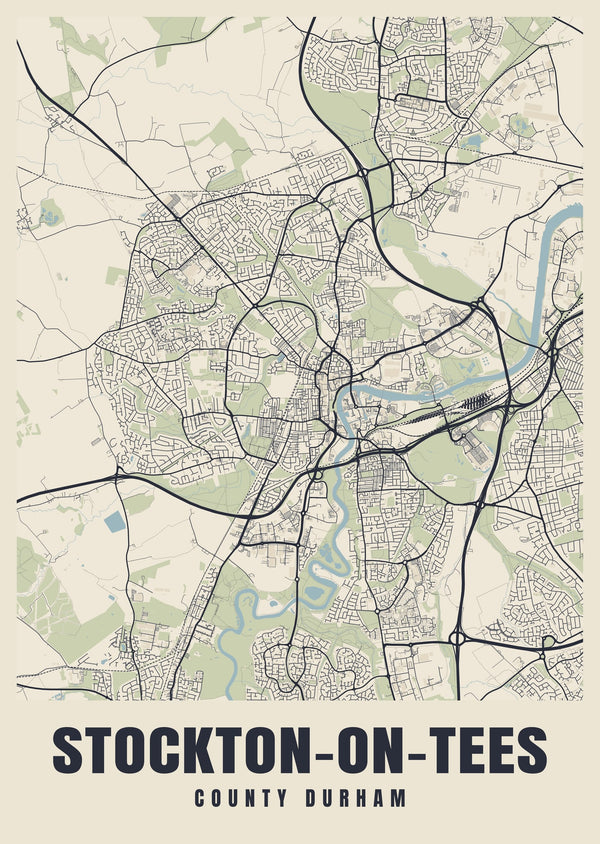 Stockton-on-Tees Street Map Poster