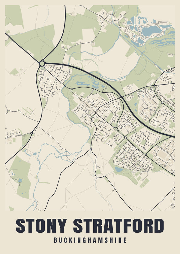 Stony Stratford Street Map Poster
