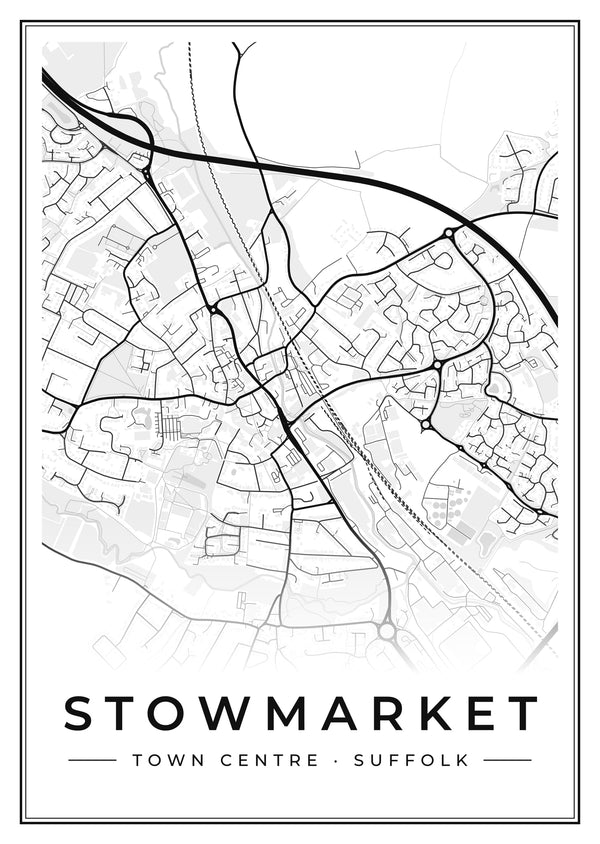 Stowmarket Town Centre Street Map Poster