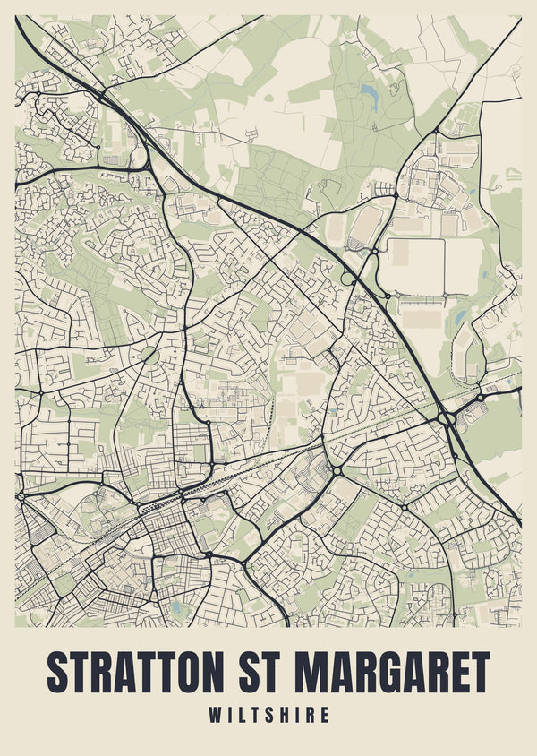 Stratton St Margaret Street Map Poster