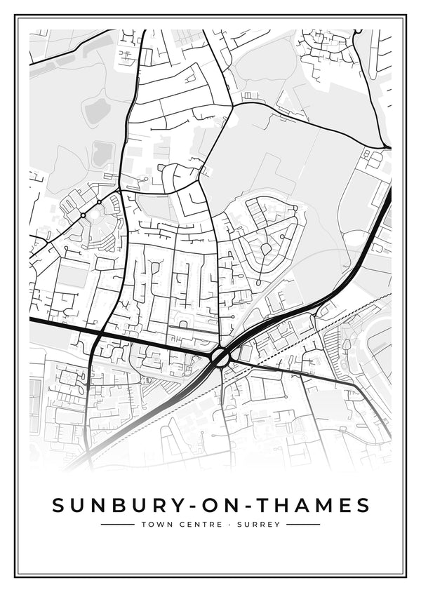 Sunbury-on-Thames Town Centre Street Map Poster