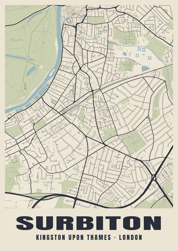 Surbiton Heritage Street Map Poster
