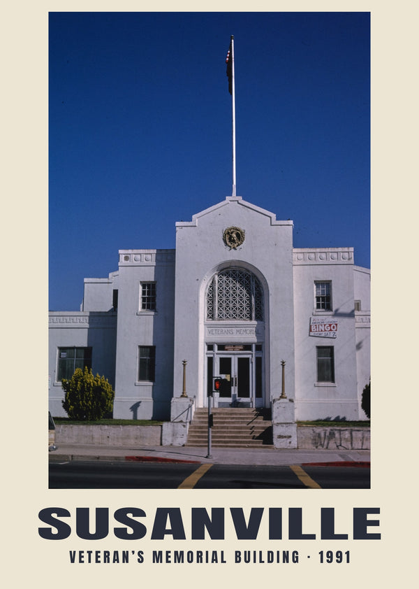 Veteran’s Memorial Building, Susanville, California — 1991 · Historic photograph print