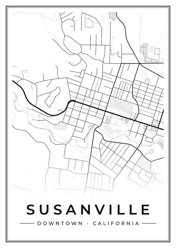 Susanville Downtown Street Map Poster
