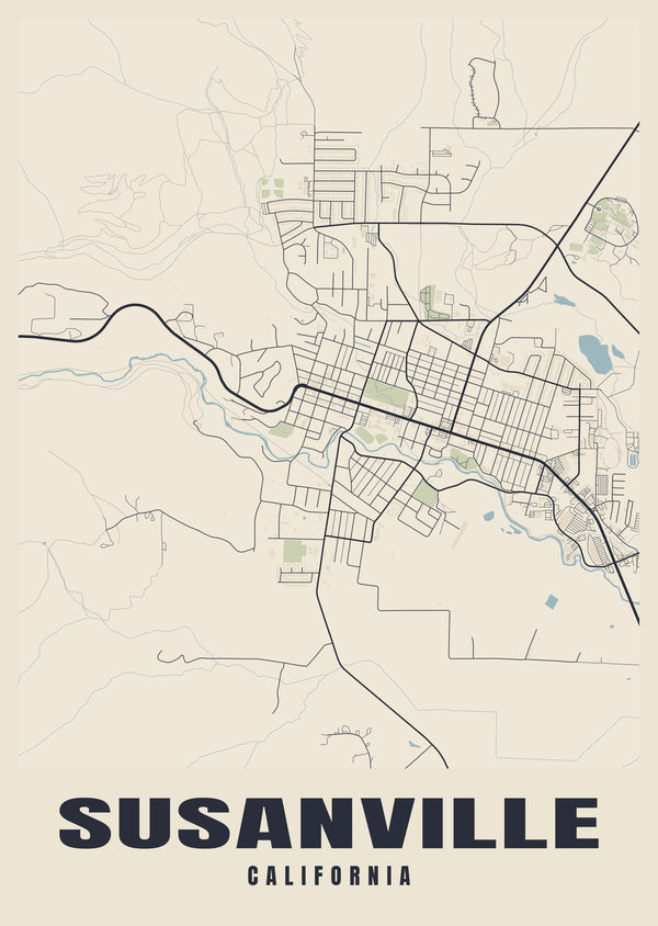 Susanville Street Map Poster