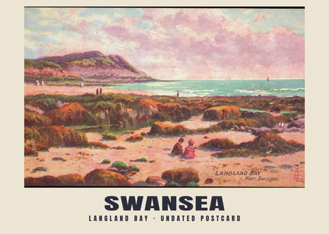 Langland Bay, Swansea — 20th century, undated · Historic illustrated postcard print