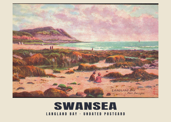 Langland Bay, Swansea — 20th century, undated · Historic illustrated postcard print