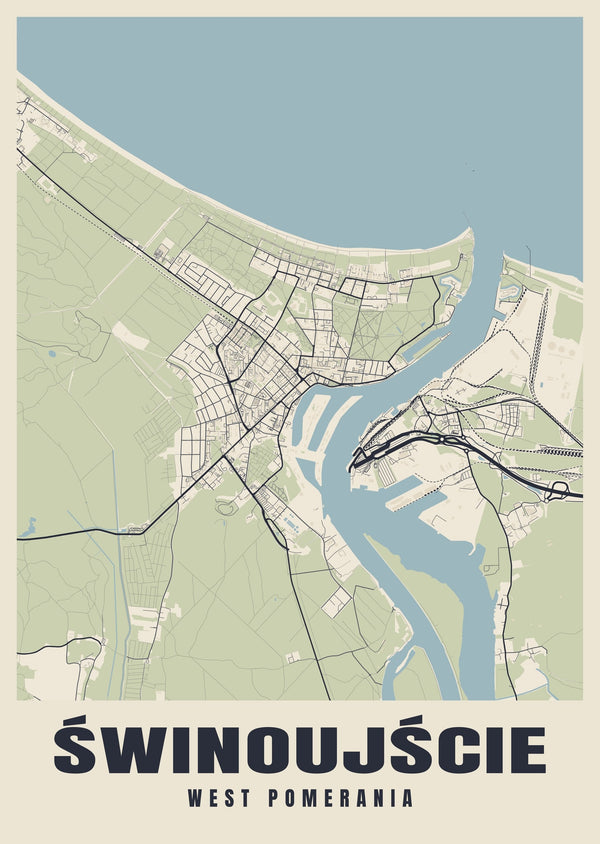 Świnoujście Street Map Poster