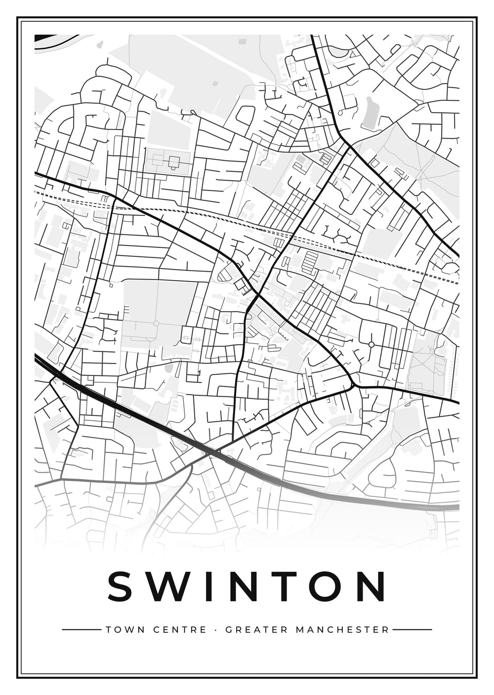 Swinton Town Centre Street Map Poster