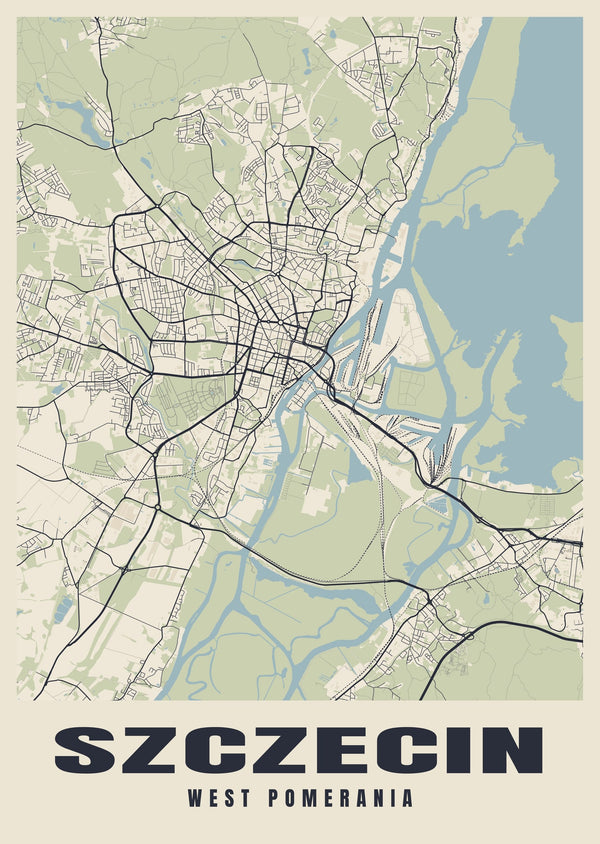 Szczecin Street Map Poster