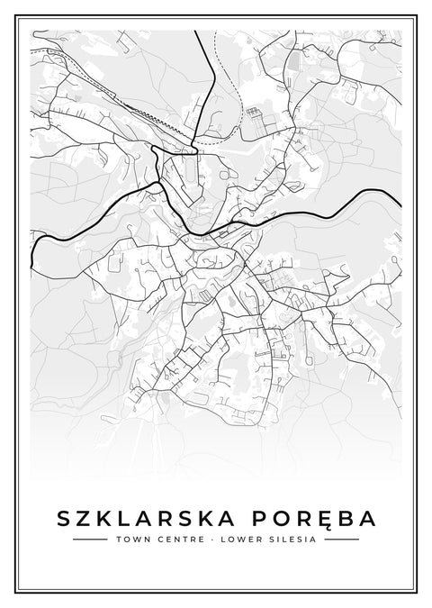 Szklarska Poręba Town Centre Street Map Poster