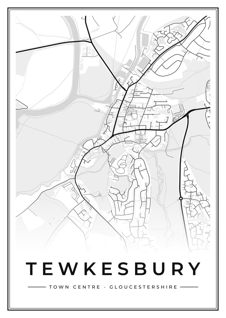 Tewkesbury Town Centre Street Map Poster