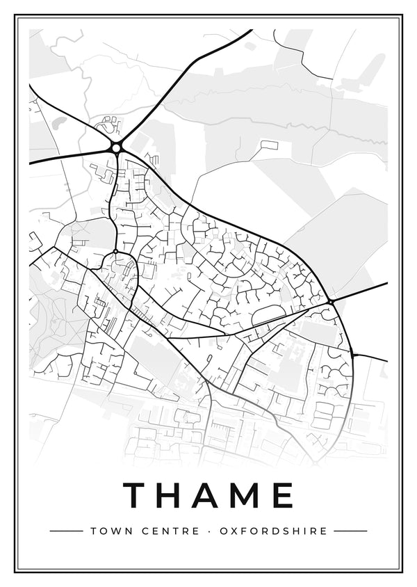 Thame Town Centre Street Map Poster