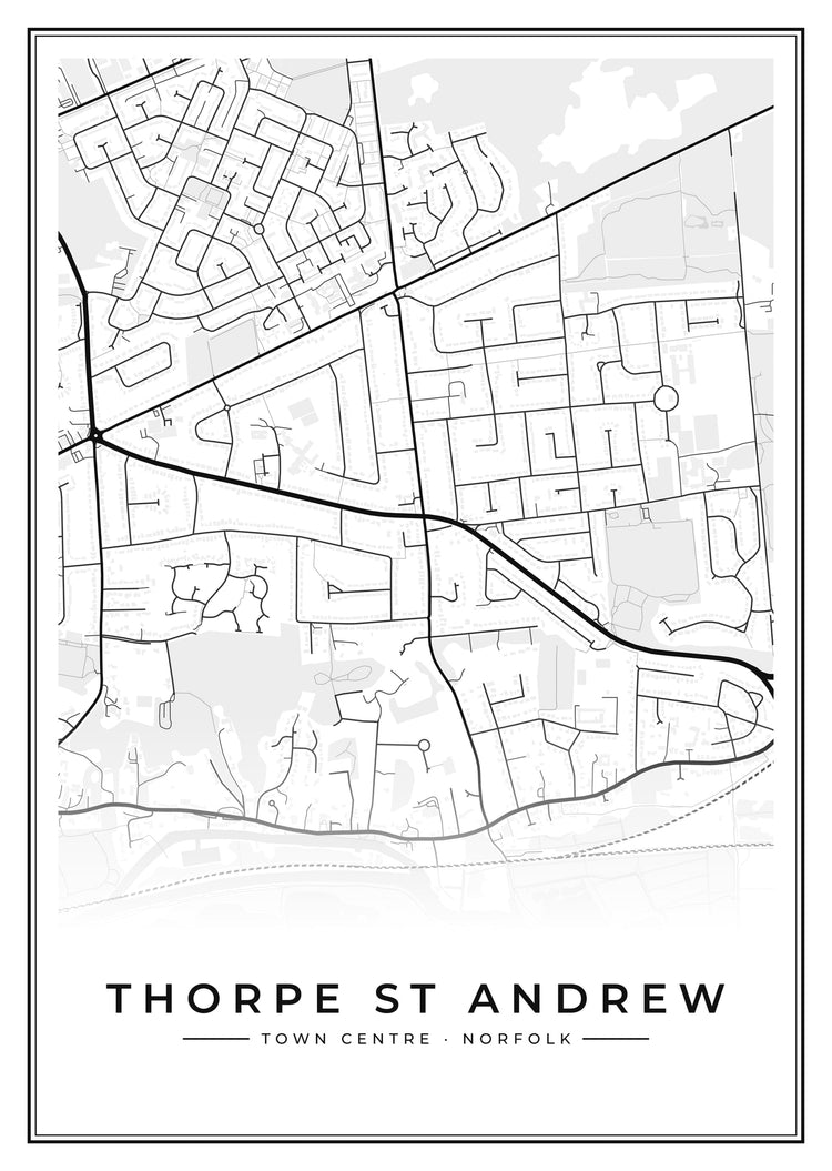 Thorpe St Andrew Town Centre Street Map Poster