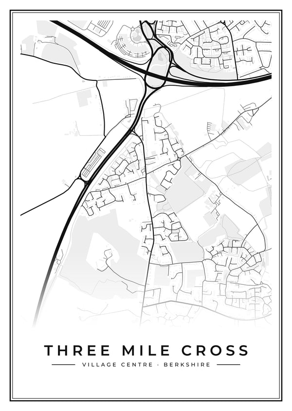 Three Mile Cross Village Centre Street Map Poster