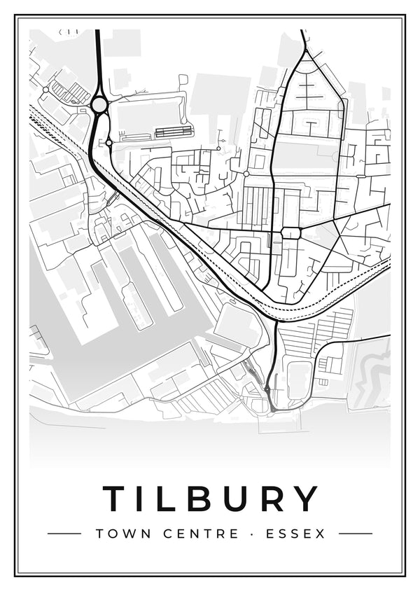 Tilbury Town Centre Street Map Poster